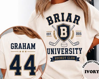 Briar University Graham 44 Hockey Shirt, Comfort Colors Custom Campus Hockey T-Shirt, Briar U Hockey Romance Tee