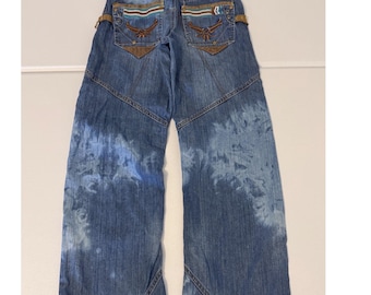 Jean Rocawear pour homme, délavé à l'acide Y2K, coupe large, poches brodées, 29 k3