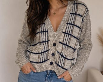 Country Sophisticates by Pendleton Vintage Plaid Cardigan mit Knopfleiste, Beige gf