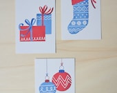 Eco friendly minipostcard "Merry X-Mas" set of 3
