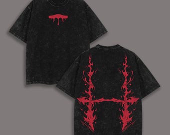 Vintage Cyber Sigilism Tee, Tribal Flame Shirt, Gothic Streetwear, Dark Aesthetic Tshirt, Acid Wash Punk Top, Heavy Metal Graphic