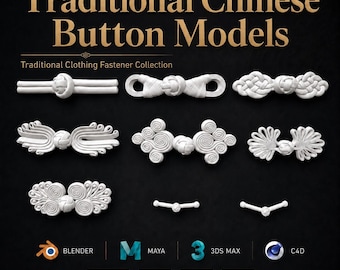 Puede incluir: Una colección de modelos de botones chinos tradicionales blancos, que muestran varios diseños intrincados. La imagen presenta múltiples estilos de cierres, incluyendo cierres de nudo y lazo, sobre un fondo oscuro. El texto dice "Traditional Chinese Button Models."
