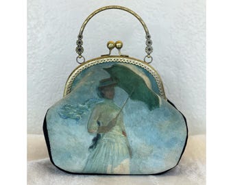 Mujer con sombrilla / Claude Monet / Claude Monet / Bolso con cierre de beso / Regalo de obra maestra / Bolso de mano con cierre de beso / Bolso de mano / Bolso de artista