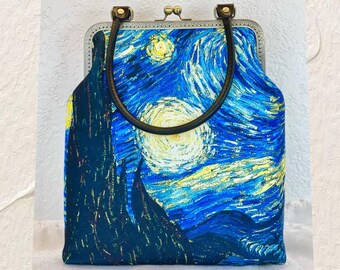 Bolso grande / Bolso Van Gogh / Regalo de cumpleaños / Bolso de hombro / Bolso con cierre de beso / Regalo de San Valentín / Bolso grande / Cierre de beso