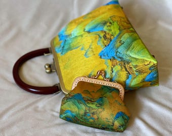 Famosa pintura china: Panorama de ríos y montañas (千里江山), obra maestra, bolso grande, pintado por un artista, regalo de cumpleaños