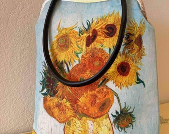 Bolso grande / Bolso Van Gogh / Regalo de cumpleaños / Bolso de hombro / Bolso con cierre de beso / Regalo de San Valentín / Bolso grande / Obra maestra de Van Gogh