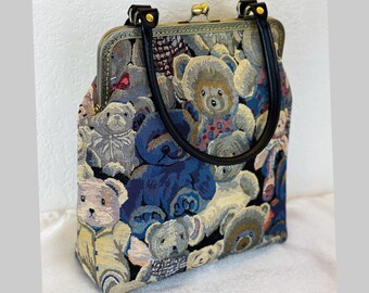 Bolso grande / Bolso de osito de peluche / Regalo de cumpleaños / Bolso de hombro / Bolso con cierre de beso / Regalo de San Valentín / Bolso grande / Bolso con cierre de beso