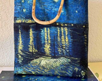 Bolso grande / Bolso Van Gogh / Regalo de cumpleaños / Bolso de hombro / Bolso con cierre de beso / Regalo de San Valentín / Bolso grande / Obra maestra de Van Gogh