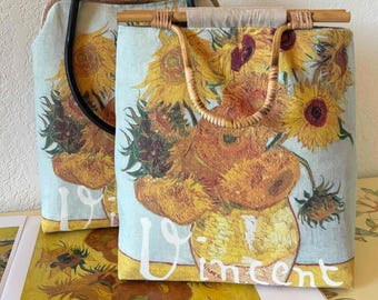 Bolso grande / Bolso Van Gogh / Regalo de cumpleaños / Bolso de hombro / Bolso con cierre de beso / Regalo de San Valentín / Bolso grande / Obra maestra de Van Gogh