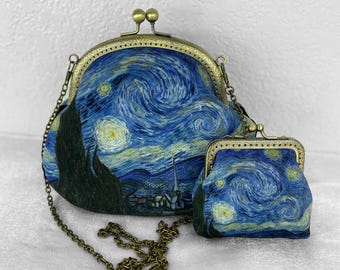 Vincent Van Gogh / Bolso Van Gogh / Cartera Van Gogh / Bolso con cierre de beso / Regalo de obra maestra / Bolso con cierre de beso / Bolso cruzado / Cartera de mano