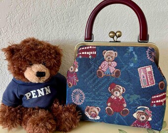 Bolso de osito de peluche / Regalo de cumpleaños / Bolso con cierre de beso / Regalo de San Valentín / Bolso de mano con cierre de beso
