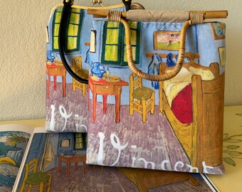 Bolso grande / Bolso Van Gogh / Regalo de cumpleaños / Bolso de hombro / Bolso con cierre de beso / Regalo de San Valentín / Bolso grande / Obra maestra de Van Gogh