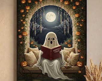 Pompoenboog Muurdecoratie | Spooklezen Print | Halloween Cottage Decoratie
