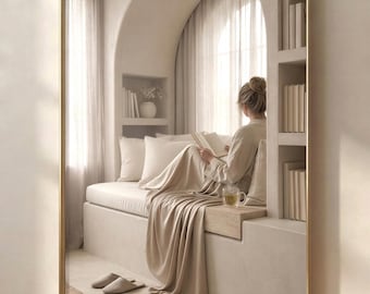 Arch Wall Art | Cozy Window Seat Reading Print (Digital Download)
