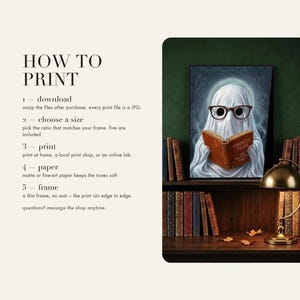 How to print card: download and unzip, choose the ratio that fits your frame, print at home or at a print shop, and framing and paper tips.