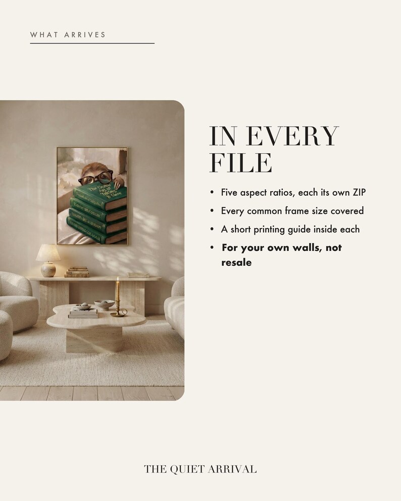 Instant digital download insert card explaining the zip files and print-ready JPGs inside