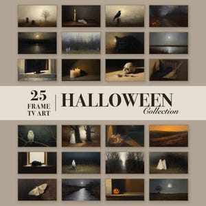 Frame TV Art Halloween Set of 25, Vintage Fall Ghost Black Cat Pumpkin