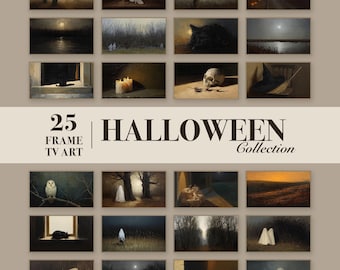Frame TV Art Halloween Set of 25, Vintage Fall Ghost Black Cat Pumpkin