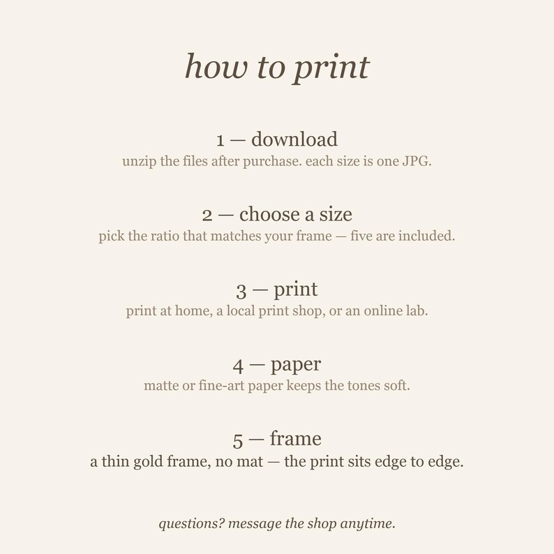 How to print guide included with the woman with long straight dark hair reading in an emerald green arched nook digital download: home printing, print shop or online printing.
