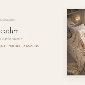 The Quiet Arrival, Reading Nook collection: Quiet Reader, an aerial reading scene print at print resolution, digital download, 3 aspect ratios.