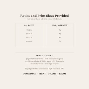 Size chart listing the 2:3 ratio sizes 8x12, 12x18, 16x24 and 20x30 inches and ISO sizes A4, A3, A2 and A1