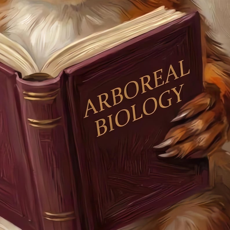 Close crop of the deep wine clothbound book with Arboreal Biology lettered in gold on the cover