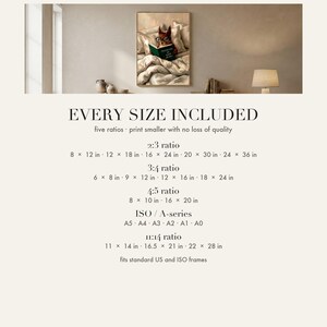 Print size chart showing every included ratio and dimension for this digital wall art download