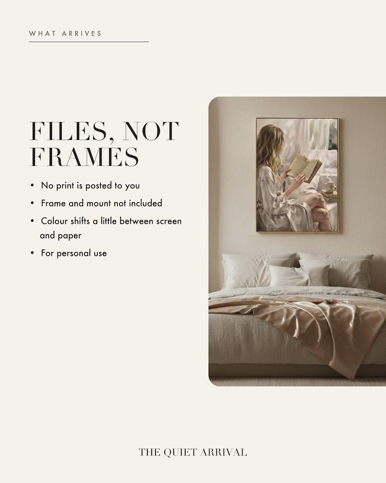 Digital files only, no physical print is shipped and the frame and mount are not included