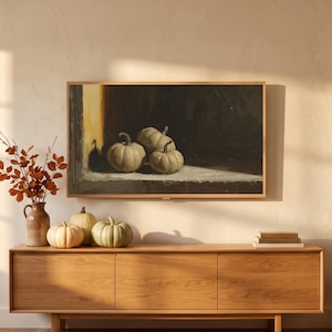 Thanksgiving Frame TV Art, Fall Pumpkins on a Step, Cozy Autumn Samsung Digital Download
