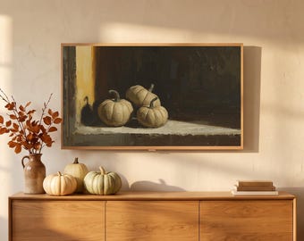 Thanksgiving Frame TV Art, Fall Pumpkins on a Step, Cozy Autumn Samsung Digital Download
