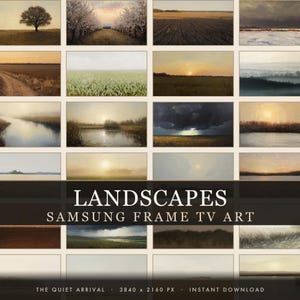 Samsung Frame TV Art Set of 25, Spring Summer Fall Winter Landscape, Neutral Cream Screensaver