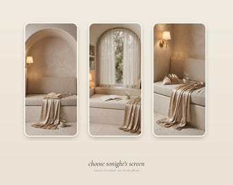 Fondos de Pantalla Móvil, 12 Fondos Estéticos Calma, Beige Neutro Boho iPhone, Slow Living Descarga Digital