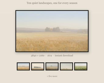 Samsung Frame TV Art Set of 10, Spring Summer Fall Winter Landscape, Neutral Cream Screensaver