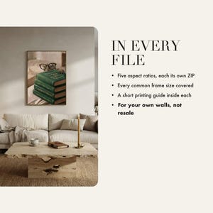 Instant digital download insert card explaining the zip files and print-ready JPGs inside