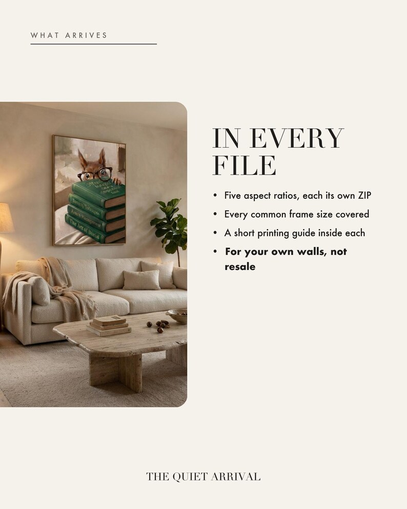 Instant digital download insert card explaining the zip files and print-ready JPGs inside