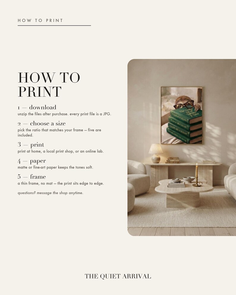 How-to-print insert card with quick steps for printing at home, a local shop, or an online service