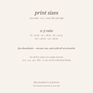 Size chart for the emerald green reading nook art set of six: five downloads, one per print size (8x12, 12x18, 16x24, 20x30, 24x36 inches), 2:3 ratio.
