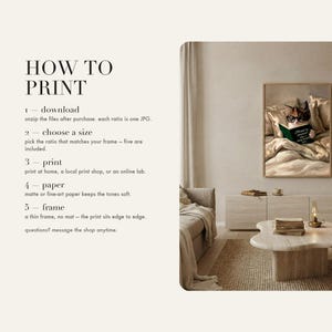 Five step guide to downloading, choosing a size, printing and framing this digital art print