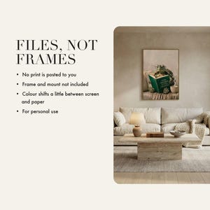 Digital download only. No physical tortoise reading print is posted, and the frame and mount shown in the mockups are not included