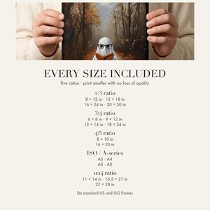 Size chart card listing every print size included for each aspect ratio in this download.