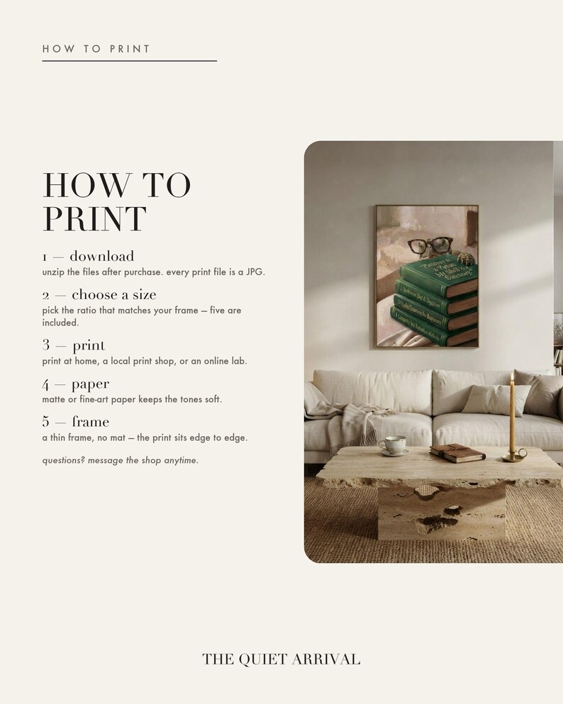 How-to-print insert card with quick steps for printing at home, a local shop, or an online service