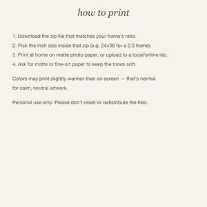 How to download and print your You Are Allowed to Pause digital art at home or at a print shop. neutral printable wall art, minimalist home decor, Japandi style, calm living room decor, slow living digital download.