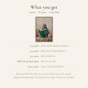 What you get card: 1 print, 17 sizes, 5 zip files, with the size list for the 2:3, 3:4, 4:5, ISO and 11x14 ratios