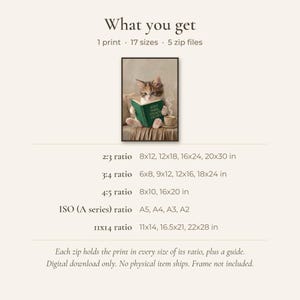 What you get card: 1 print, 17 sizes, 5 zip files, with the size list for the 2:3, 3:4, 4:5, ISO and 11x14 ratios