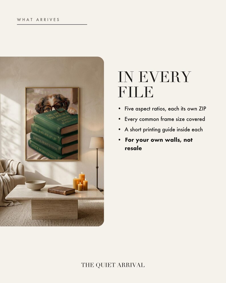 Instant digital download insert card explaining the zip files and print-ready JPGs inside