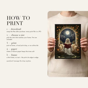 How to print card: download and unzip, choose the ratio that fits your frame, print at home or at a print shop, and framing and paper tips.