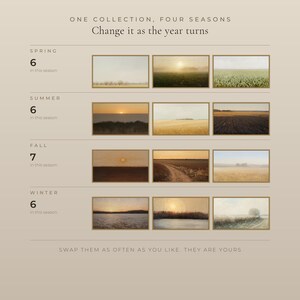 The 25 landscapes sorted by season: 6 for spring, 6 for summer, 7 for fall and 6 for winter, with three previews of each