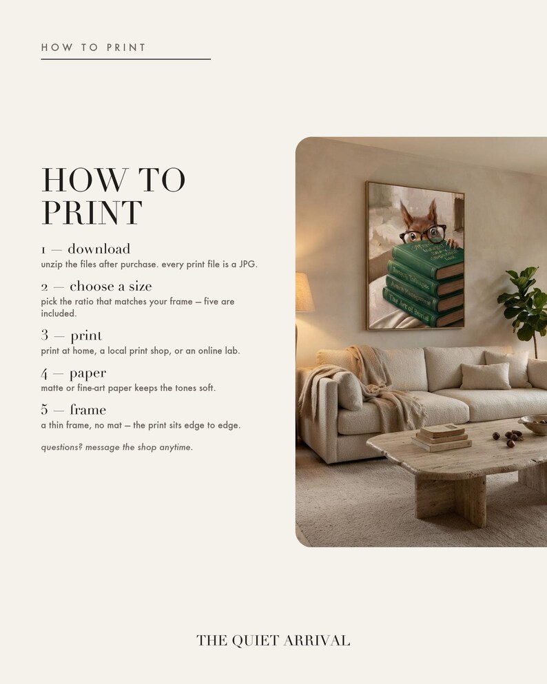 How-to-print insert card with quick steps for printing at home, a local shop, or an online service