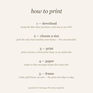 How to print evening journal ritual wall art printable in 5 simple steps, neutral slow living printable instructions