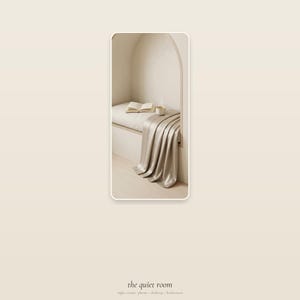 Phone screen mockup displaying a calm beige wallpaper with abstract organic shapes.